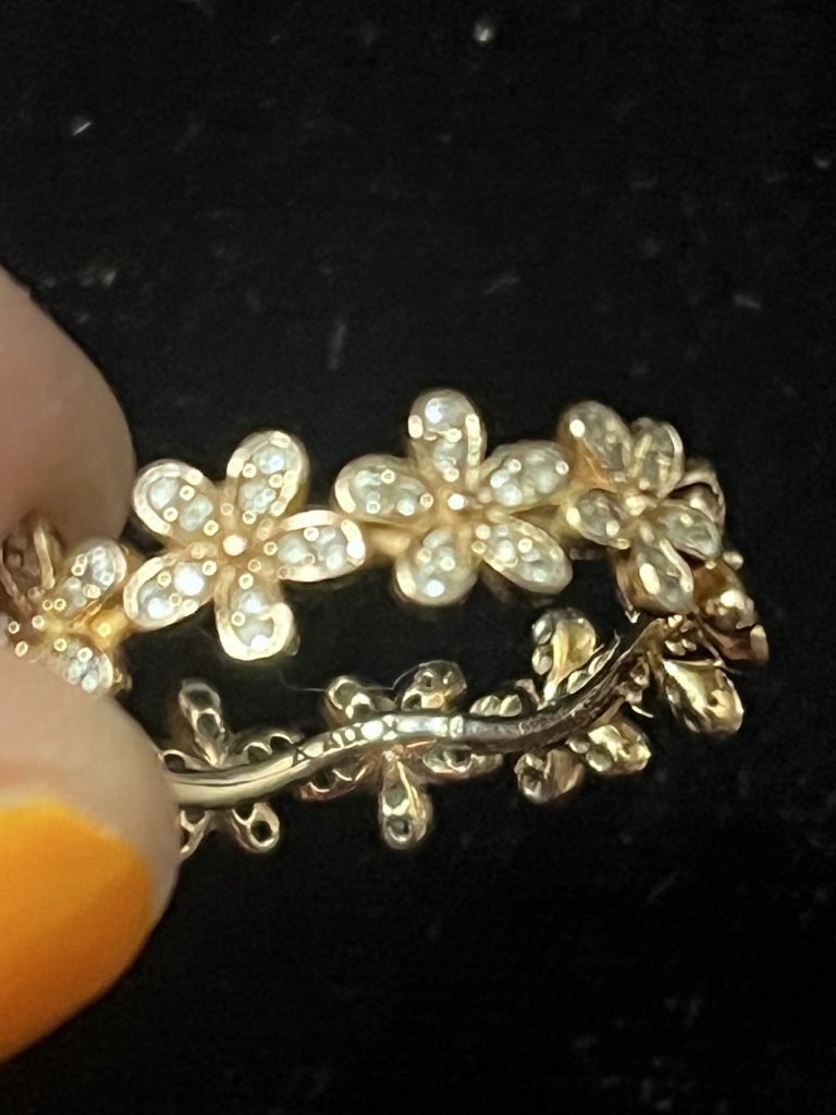 Authentic Pandora Rose Gold Flower Band Ring Size 8 R 58